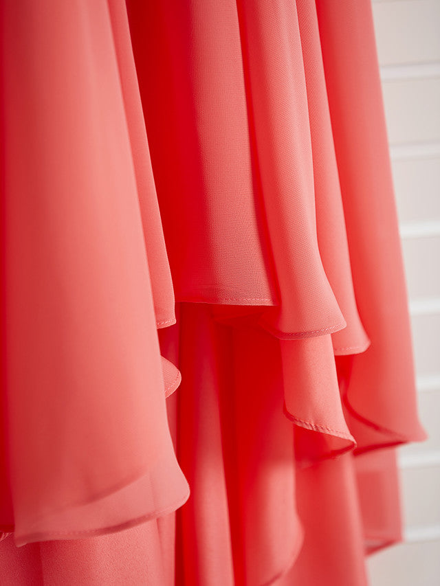 Chiffon A-Line Flower Girl Dress With Spaghetti Strap and Tea Length Pleats-BallBride