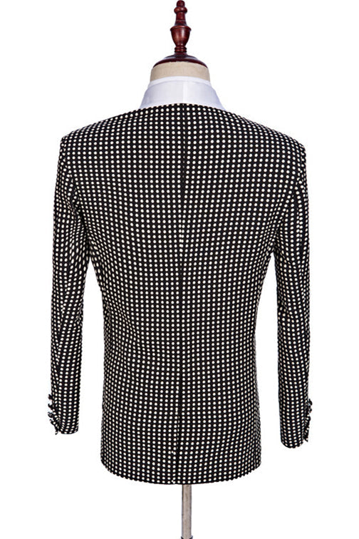 Classic Black & White Dot Shawl Lapel Prom Wear for Men & Women-BallBride