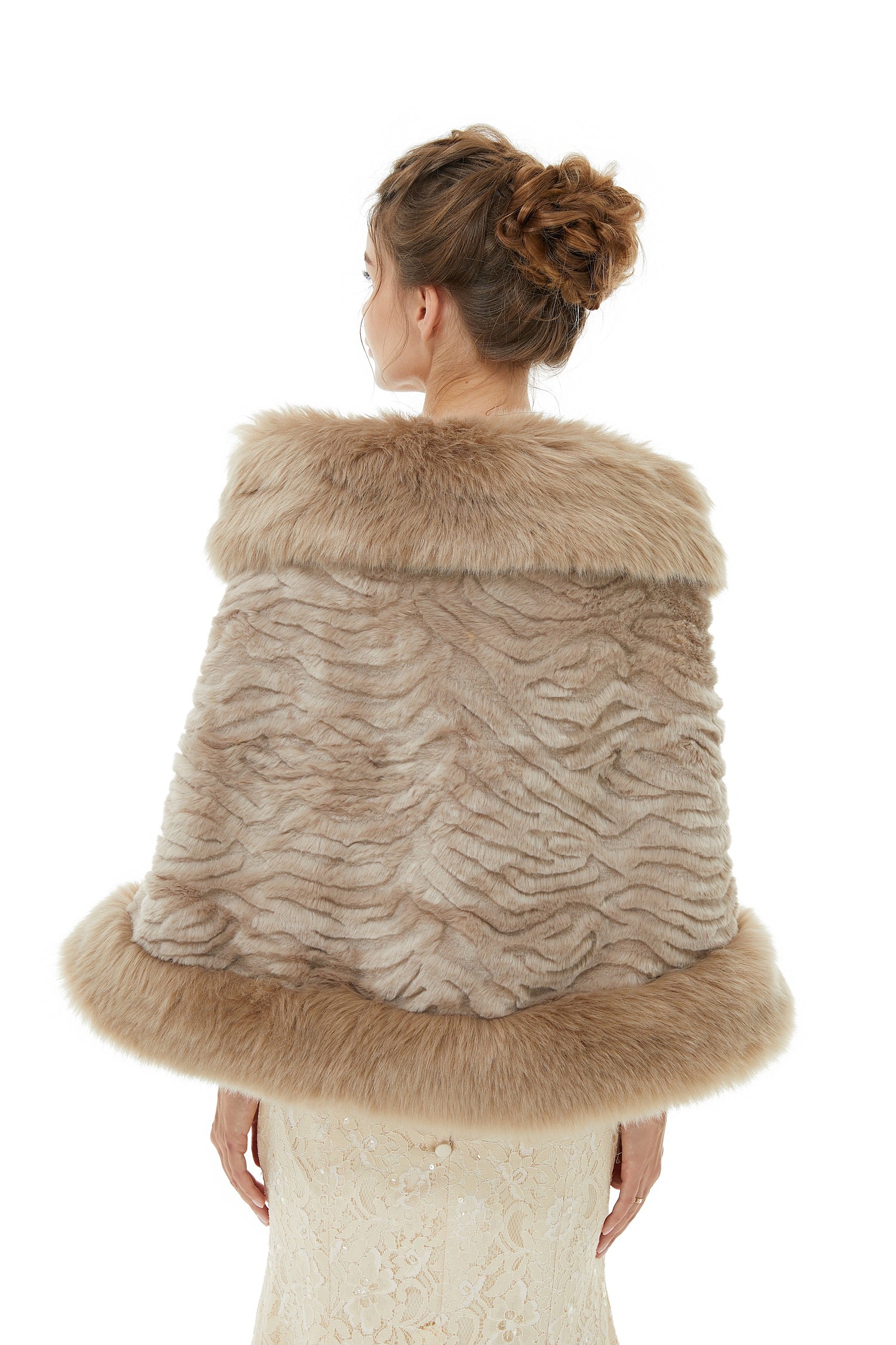 Classic Brown Faux Fur Wrap for Winter Weddings-BallBride