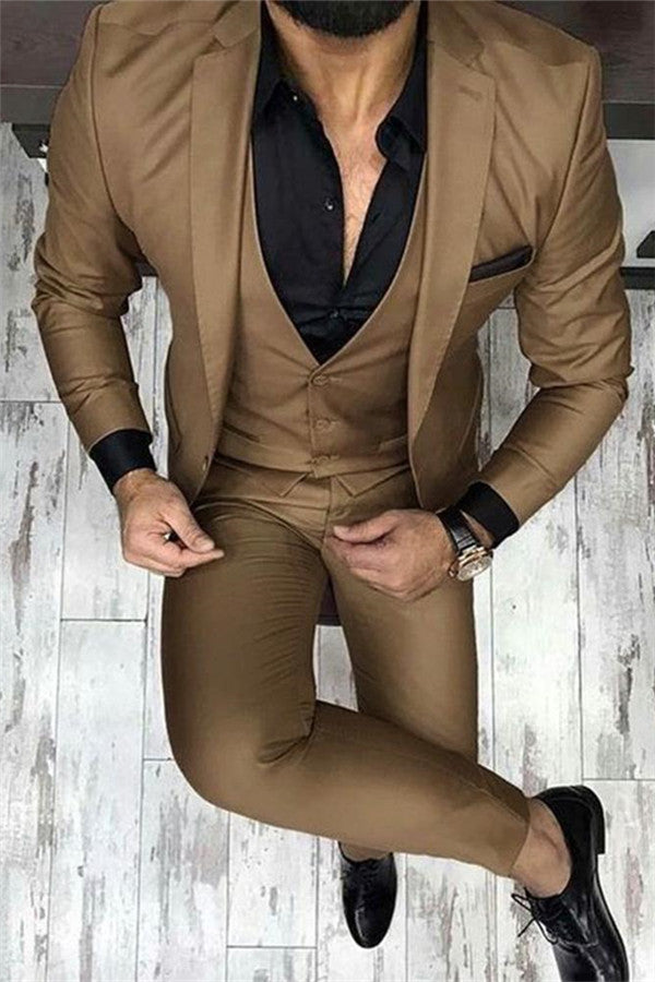 Classic Business Prom Men Suits - Three Piece Chocolate Brown-BallBride
