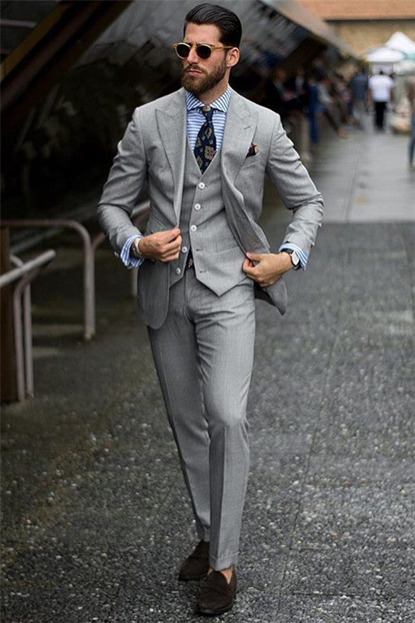 Classic Grey 3-Piece Groom Suit on Sale-BallBride