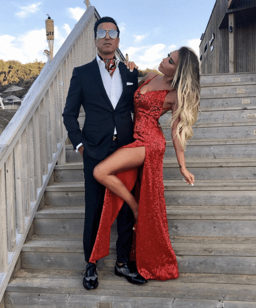 Classic Red Sequined Slit Long Evening Dress Evening Party Gowns Backless-BallBride