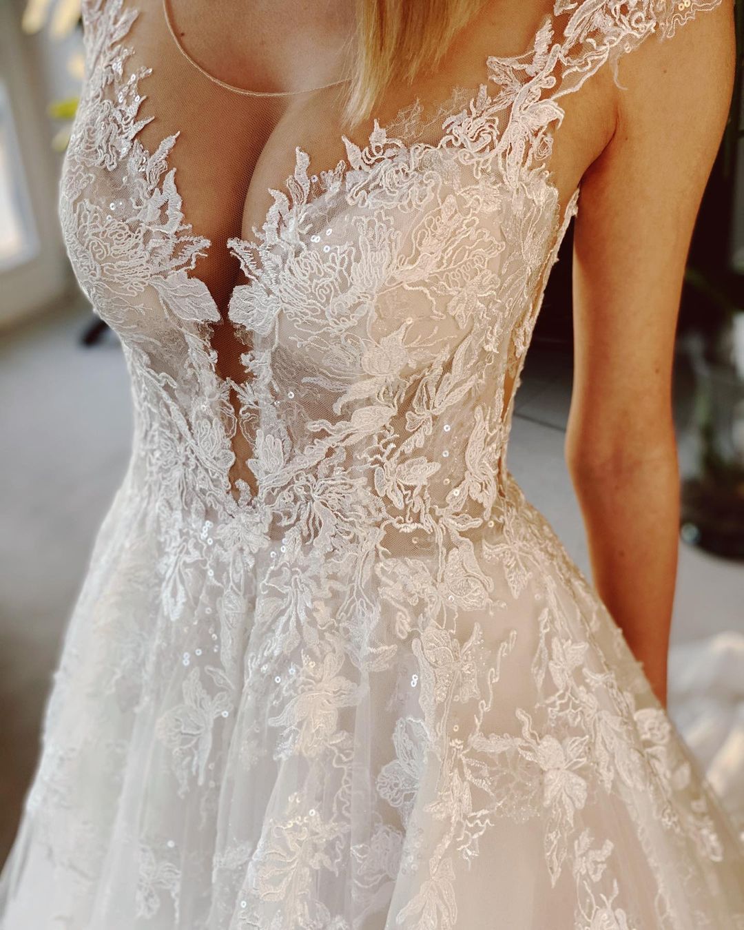 Classy A-Line Wedding Dress with Backless Church Train and Appliques Lace-BallBride