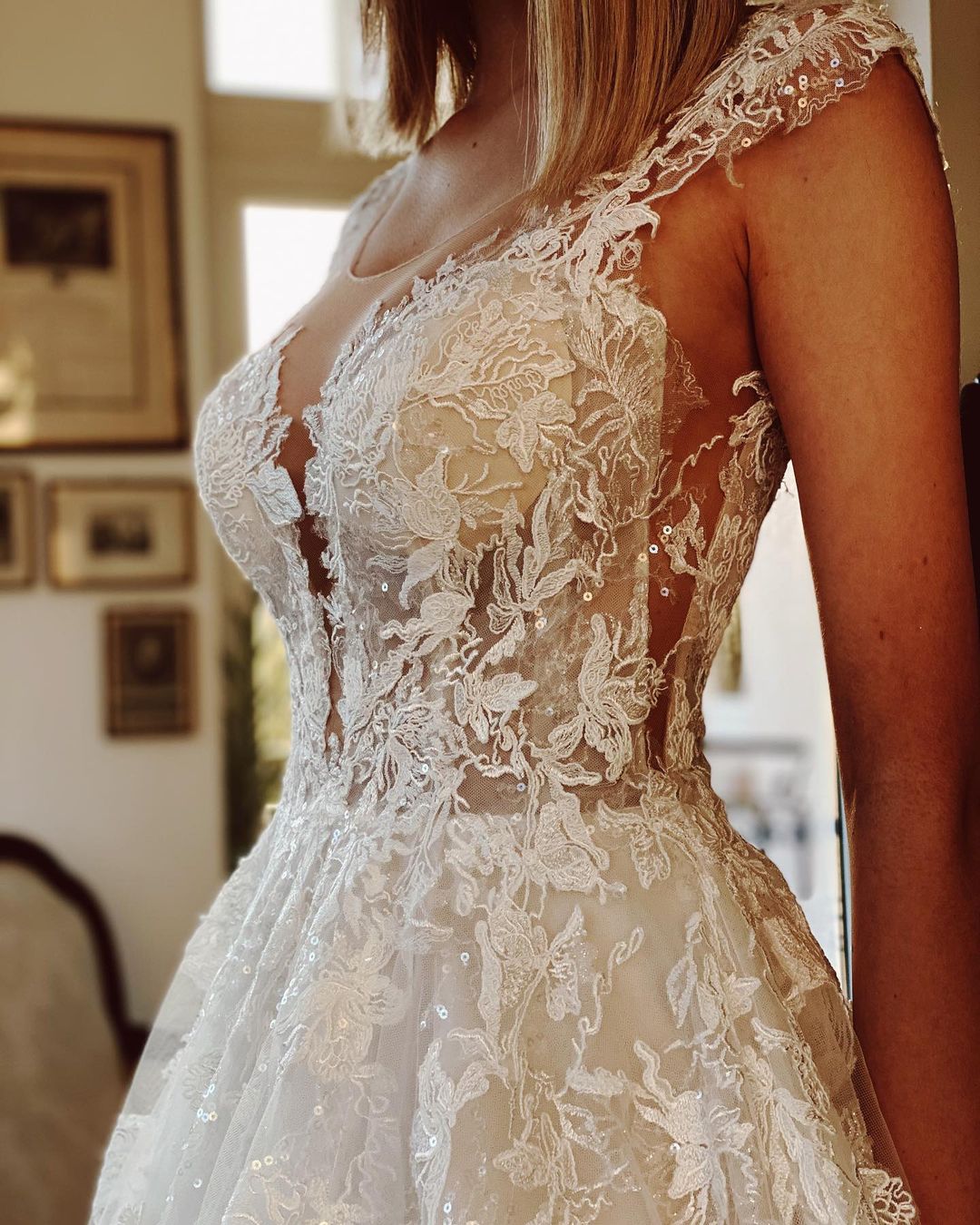 Classy A-Line Wedding Dress with Backless Church Train and Appliques Lace-BallBride