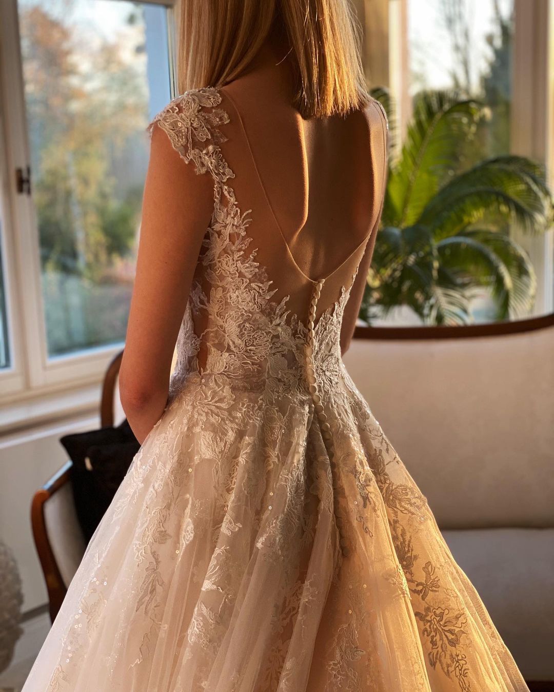 Classy A-Line Wedding Dress with Backless Church Train and Appliques Lace-BallBride