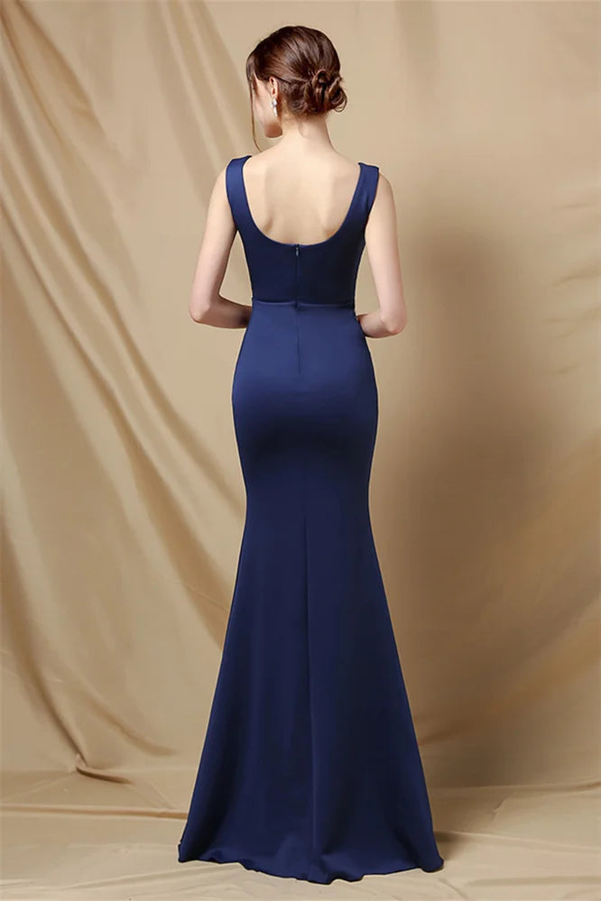 Classy Scoop Sleeveless Evening Prom Dress Mermaid Long With Slit-BallBride