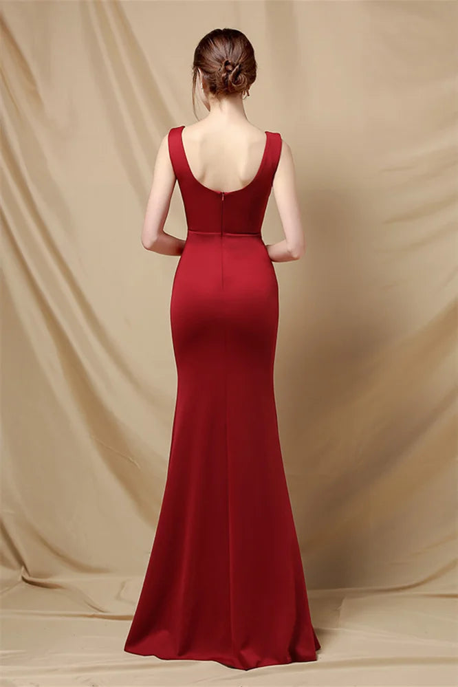 Classy Scoop Sleeveless Evening Prom Dress Mermaid Long With Slit-BallBride