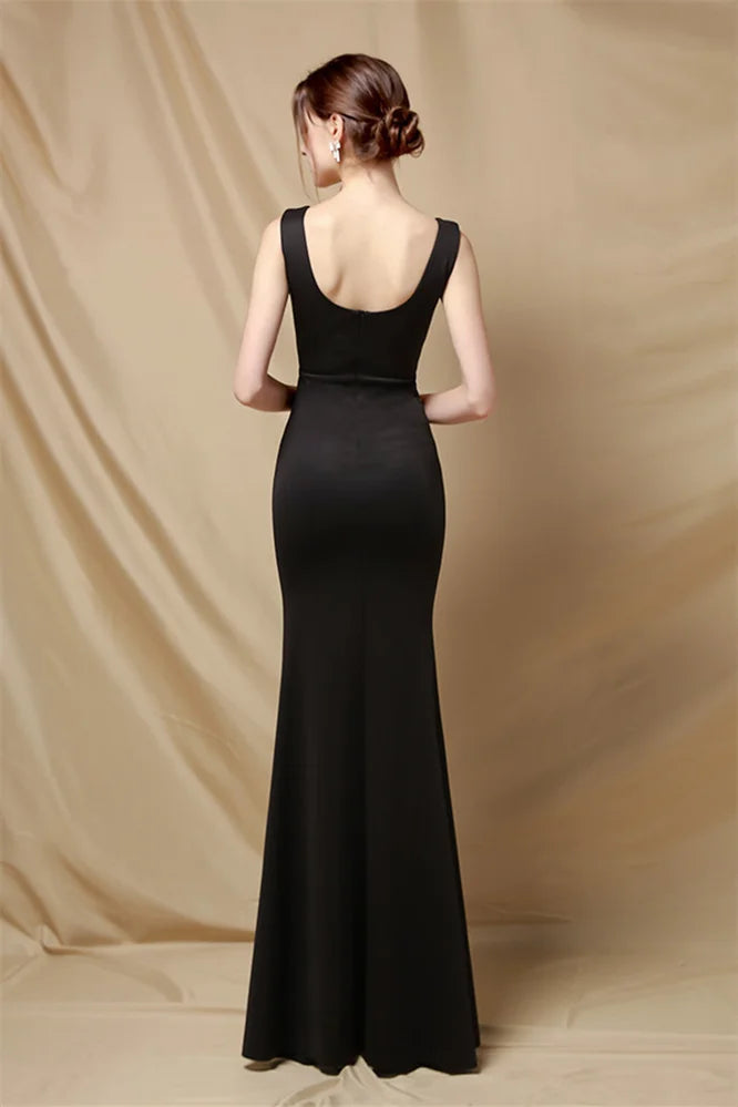 Classy Scoop Sleeveless Evening Prom Dress Mermaid Long With Slit-BallBride