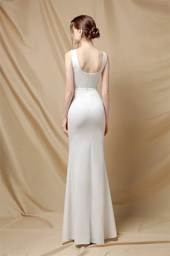 Classy Scoop Sleeveless Evening Prom Dress Mermaid Long With Slit-BallBride