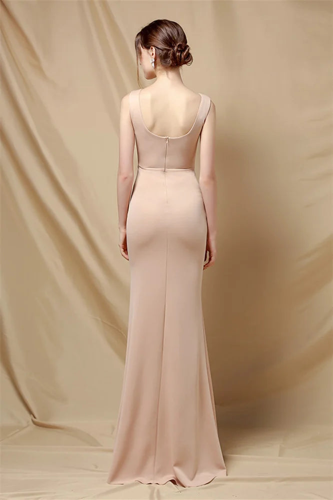 Classy Scoop Sleeveless Evening Prom Dress Mermaid Long With Slit-BallBride