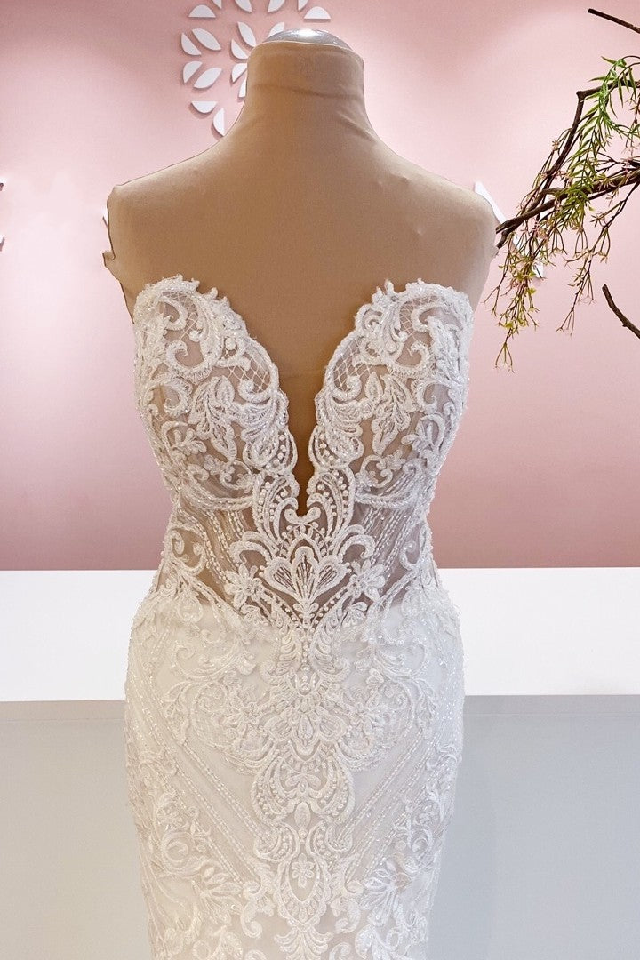 Classy Sweetheart Mermaid Wedding Dress with Appliques Lace-BallBride