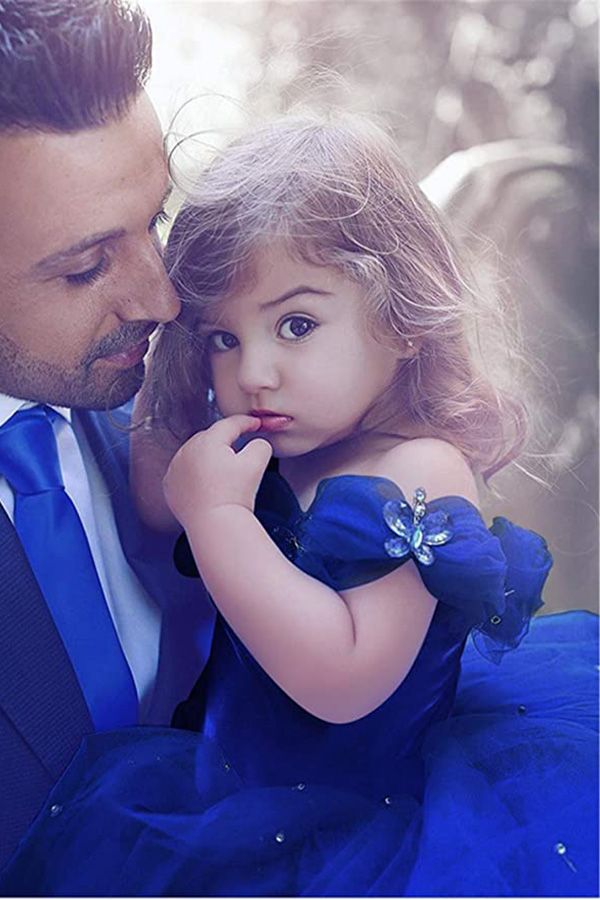 Cowl Neck Straps Ball Gown Flower Girls Dress with Tulle and Beads-BallBride