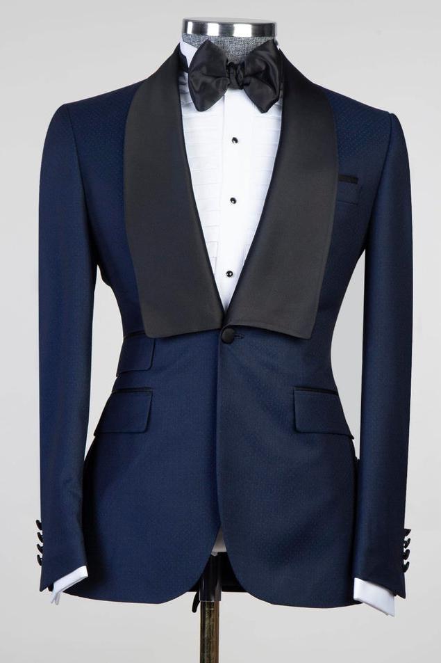 Craig Navy Blue 3-Piece Suit with Shawl Lapel-BallBride