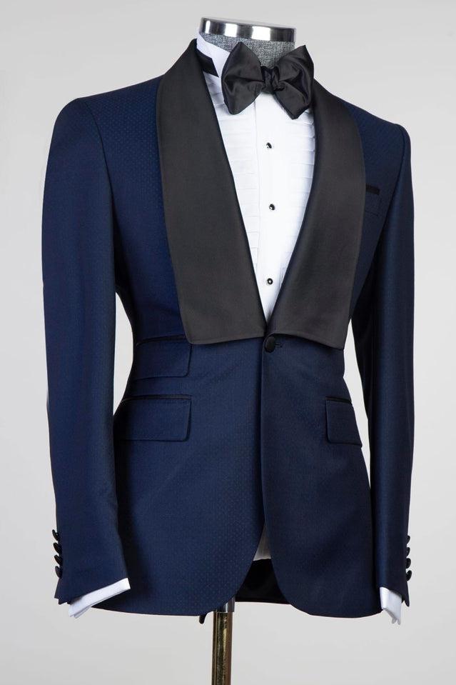 Craig Navy Blue 3-Piece Suit with Shawl Lapel-BallBride