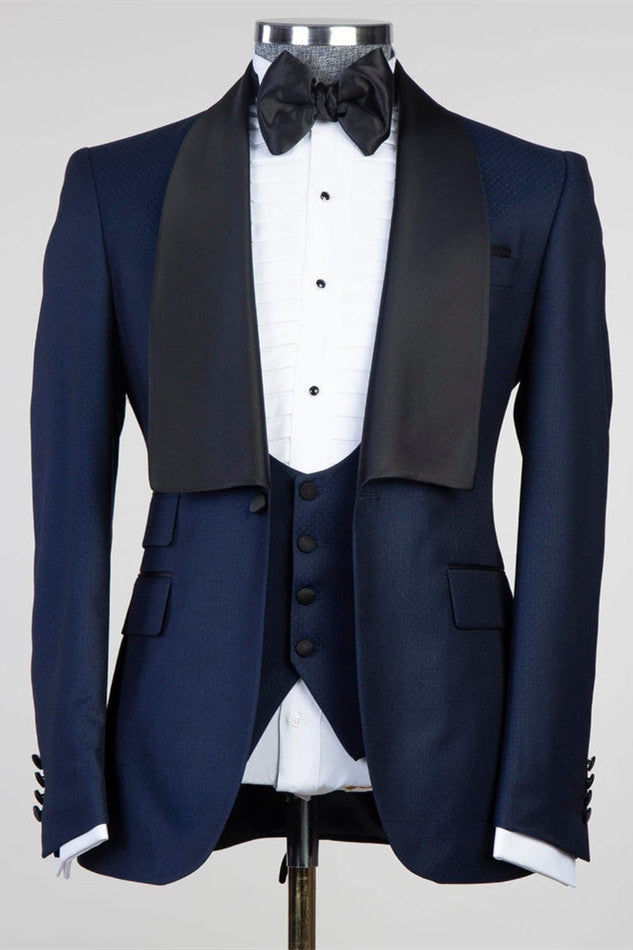 Craig Navy Blue 3-Piece Suit with Shawl Lapel-BallBride