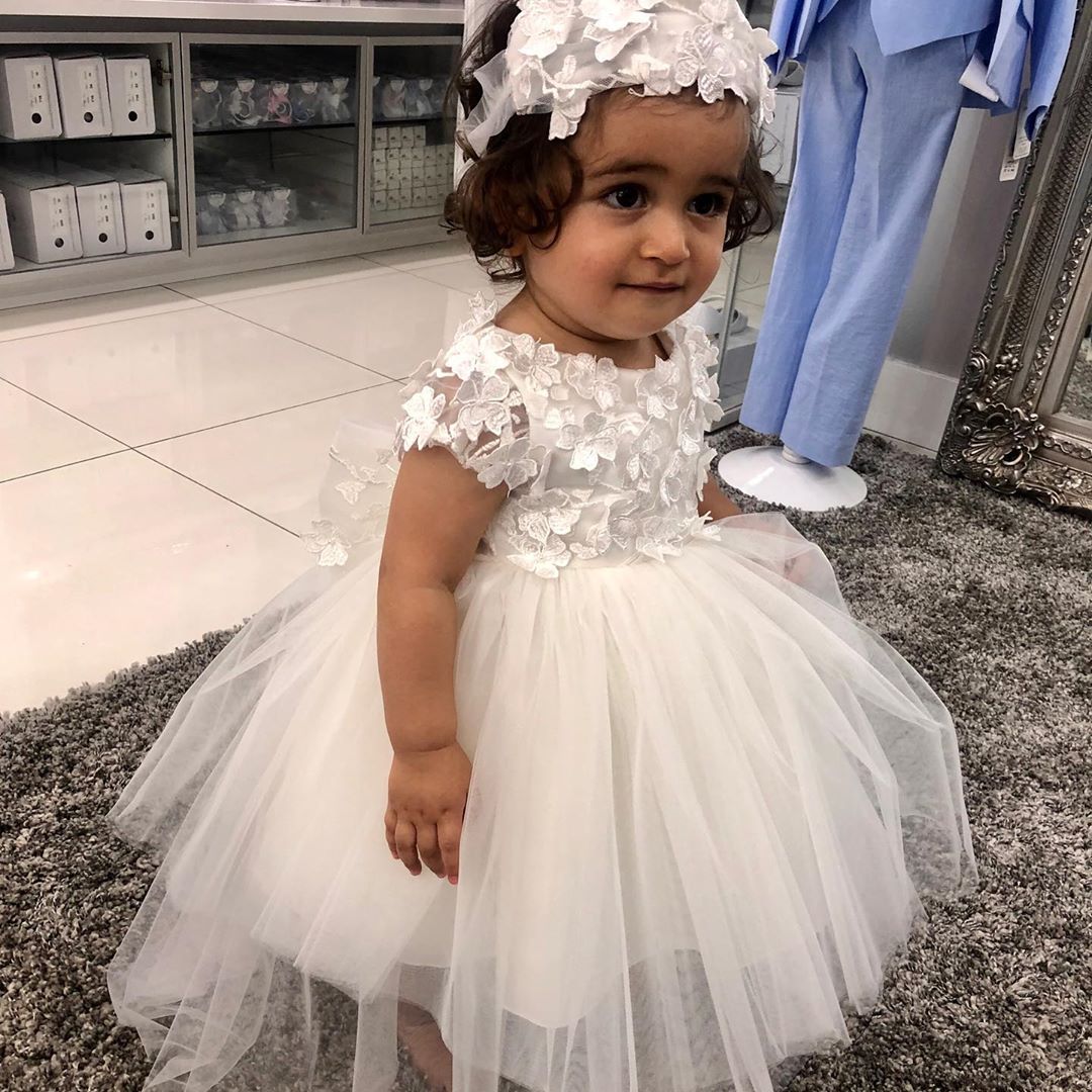 Cute A-line Bateau Flower Girl Dress with Bowknot Pearls Appliques-BallBride
