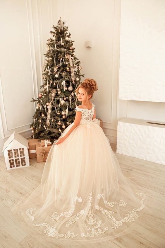 Cute Jewel Sleeveless Ball Gown Flower Girl Dress with Tulle Lace Appliques-BallBride