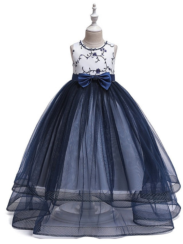 Daida Princess Jewel Sleeveless Flower Girl Dress with Bow and Tulle-BallBride