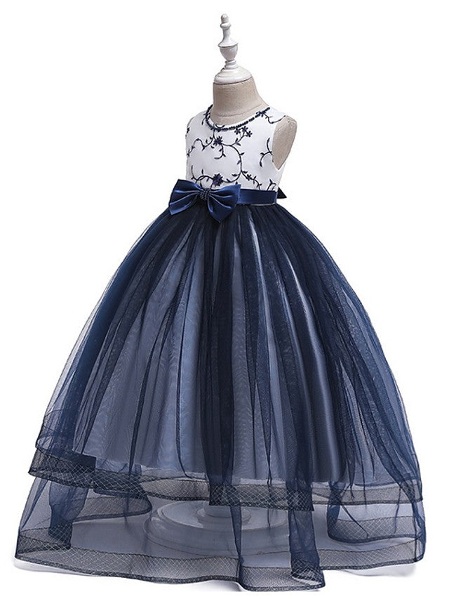Daida Princess Jewel Sleeveless Flower Girl Dress with Bow and Tulle-BallBride