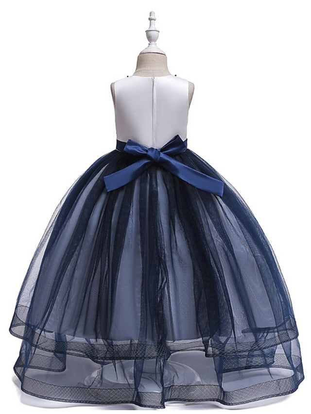 Daida Princess Jewel Sleeveless Flower Girl Dress with Bow and Tulle-BallBride