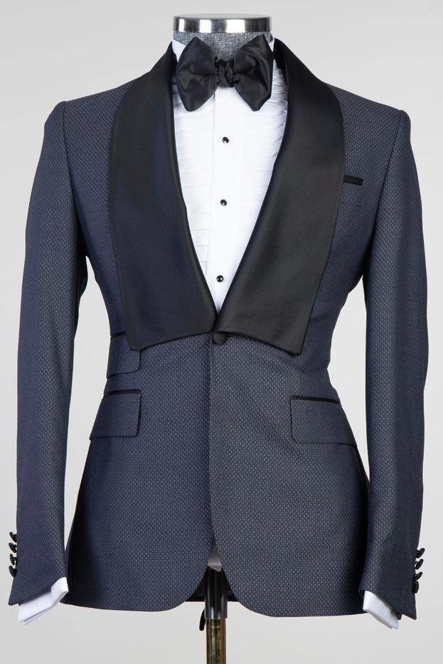 Dark Blue 3-Pieces Men Suits - Cliff Fashion Style Lapel Easy Fit-BallBride