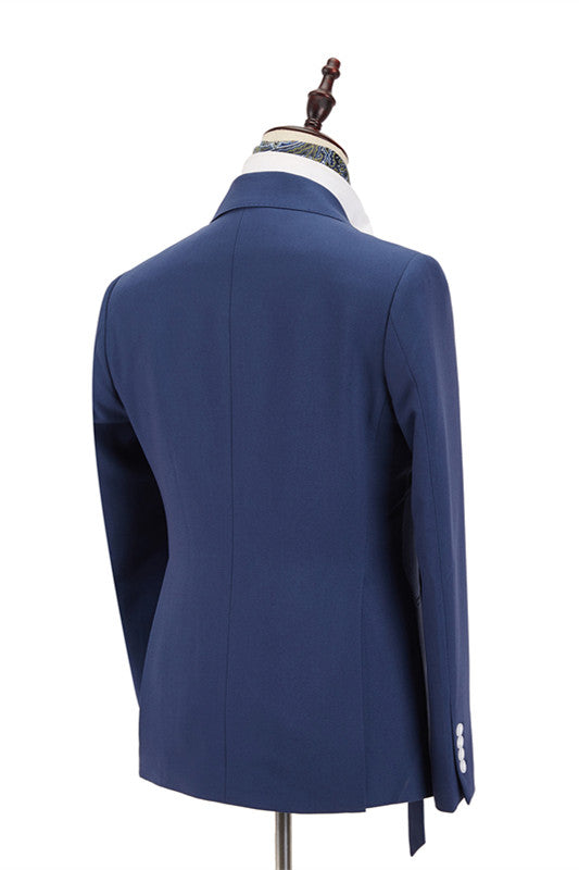 Dark Blue Groomsmen Outfits With Peaked Lapels For Sale-BallBride