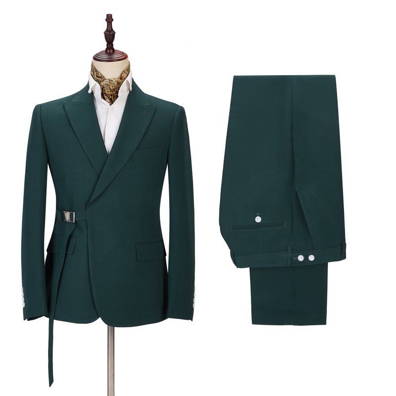 Dark Green Gentle Father Of The Bride Suit with Peaked Lapel-BallBride