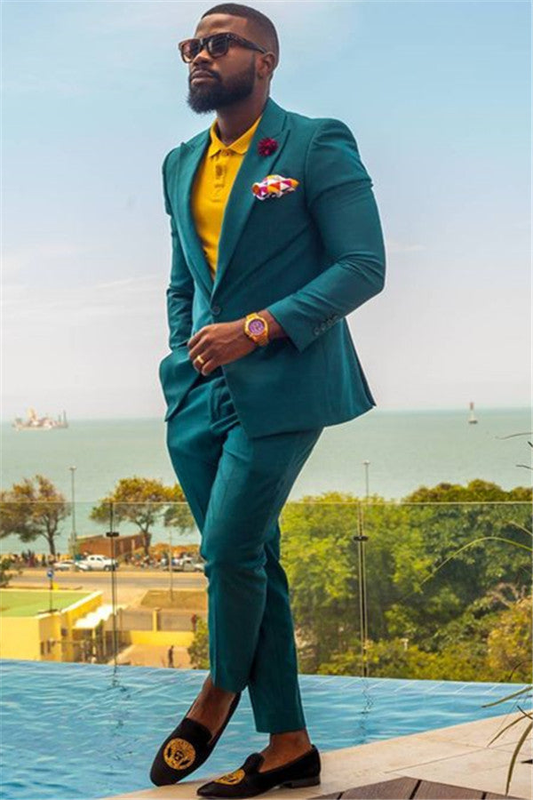 Dark Green Homecoming Suit - 2 Pieces Peaked Lapel with One Button-BallBride