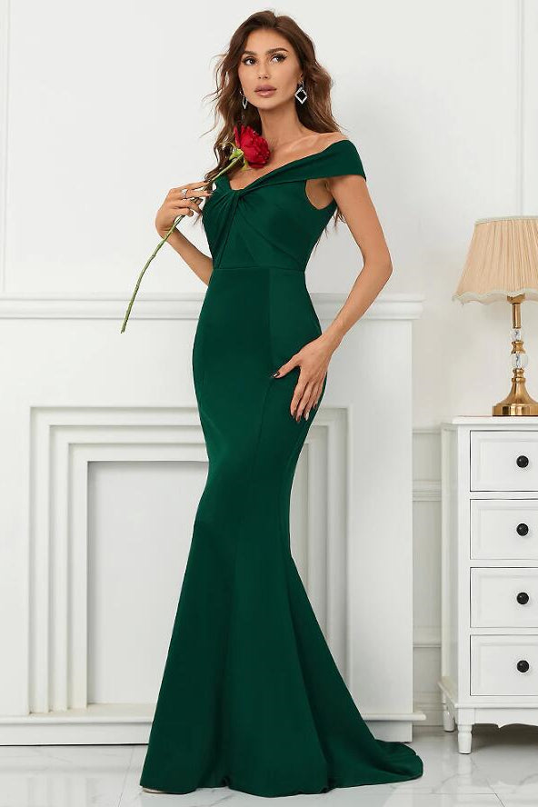 Dark Green Off-The-Shoulder Mermaid Sweetheart Evening Dress On Sale-BallBride