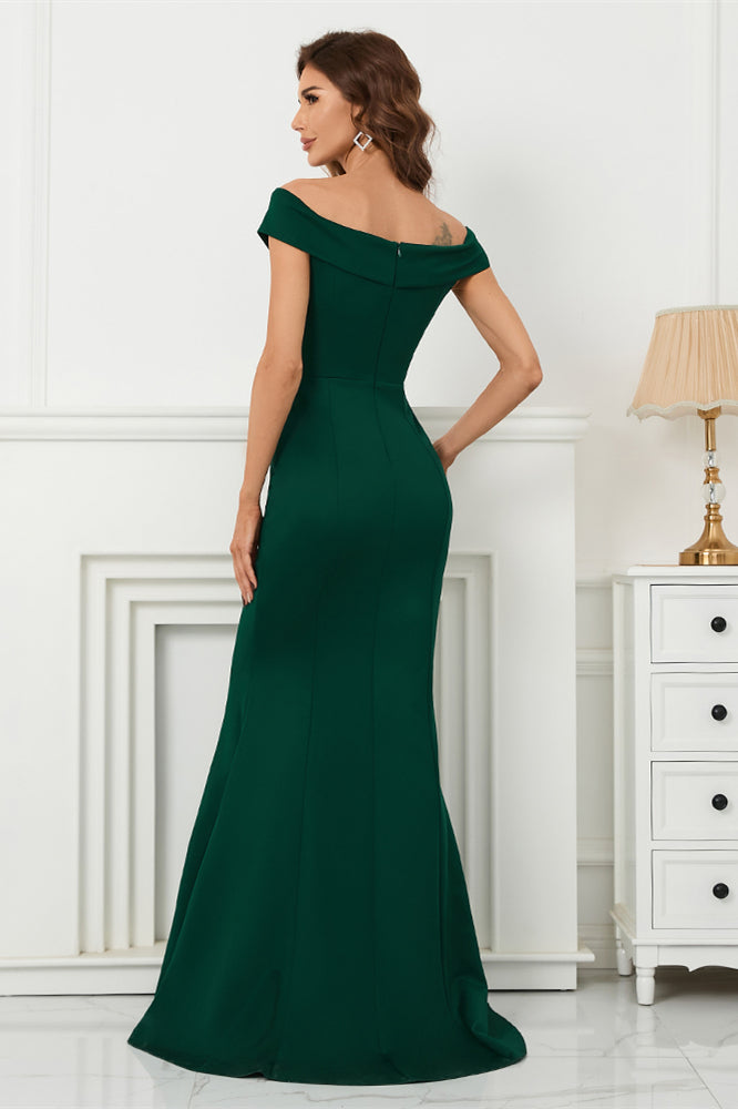 Dark Green Off-The-Shoulder Mermaid Sweetheart Evening Dress On Sale-BallBride