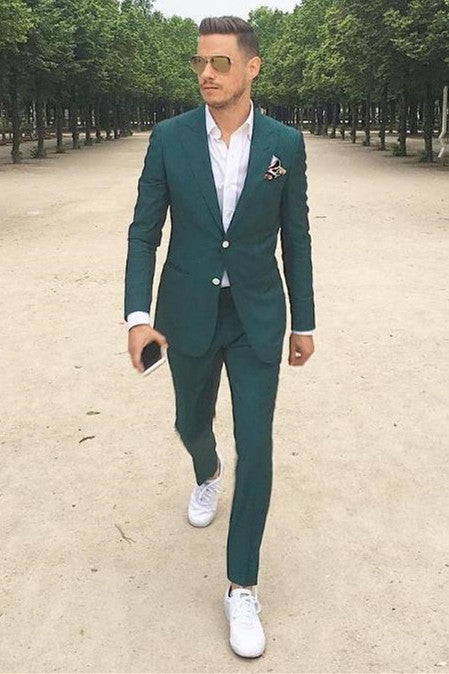 Dark Green Ring Bearer Suits With Peaked Lapel - Best Fitted-BallBride