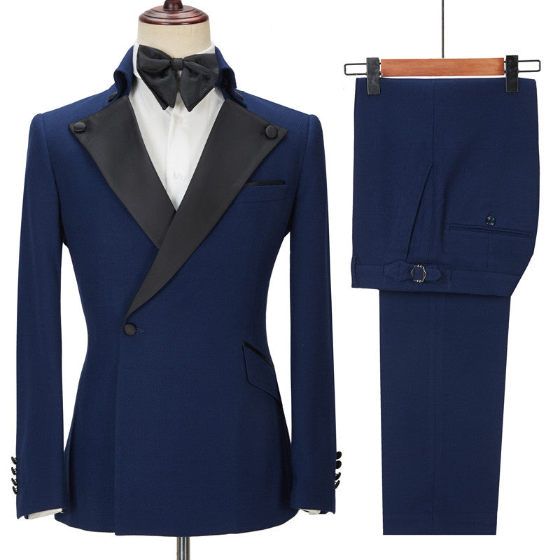 Dark Navy Dinner Prom Suit for Men with Peak Lapel and Two Pieces-BallBride