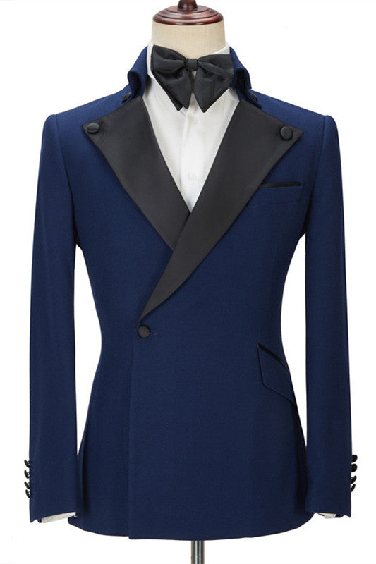 Dark Navy Dinner Prom Suit for Men with Peak Lapel and Two Pieces-BallBride