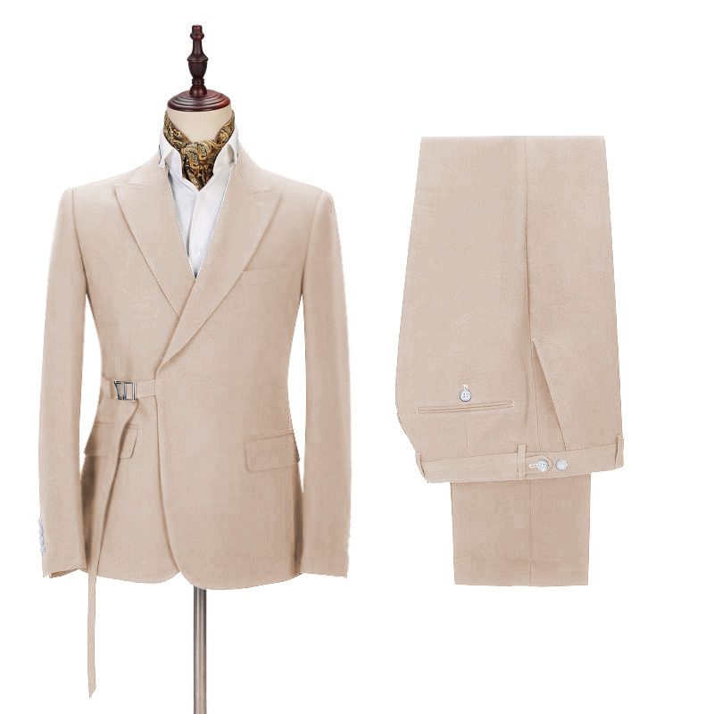 David Beckham Royal Wedding Suit Champagne With Buckle Button-BallBride