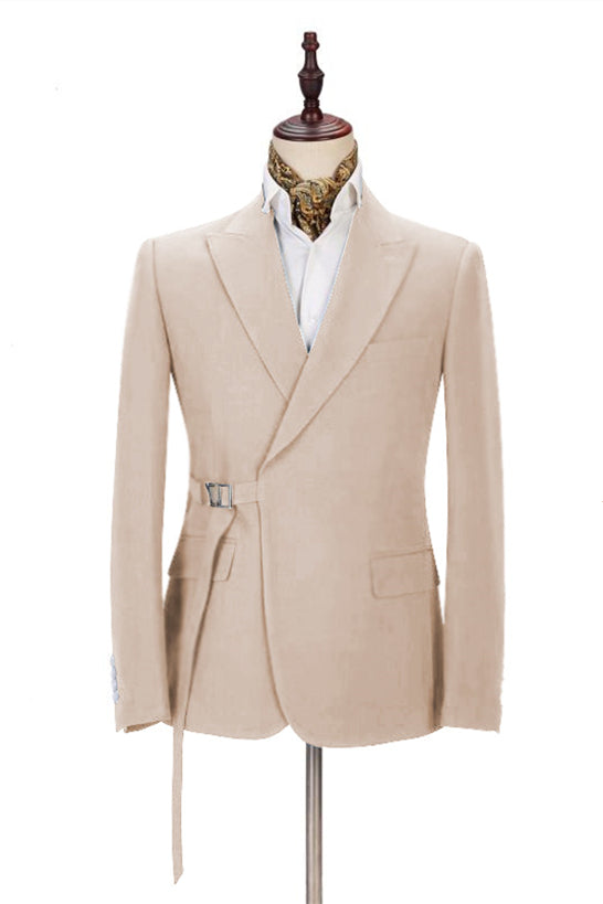 David Beckham Royal Wedding Suit Champagne With Buckle Button-BallBride