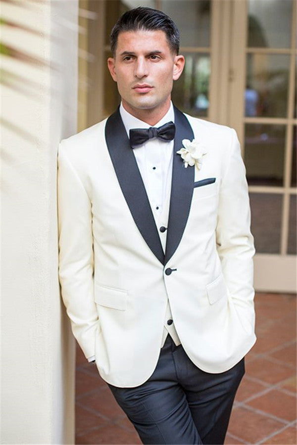 Design White Groomsmen Suits | Bespoke Three Pieces Wedding Tuxedos-BallBride