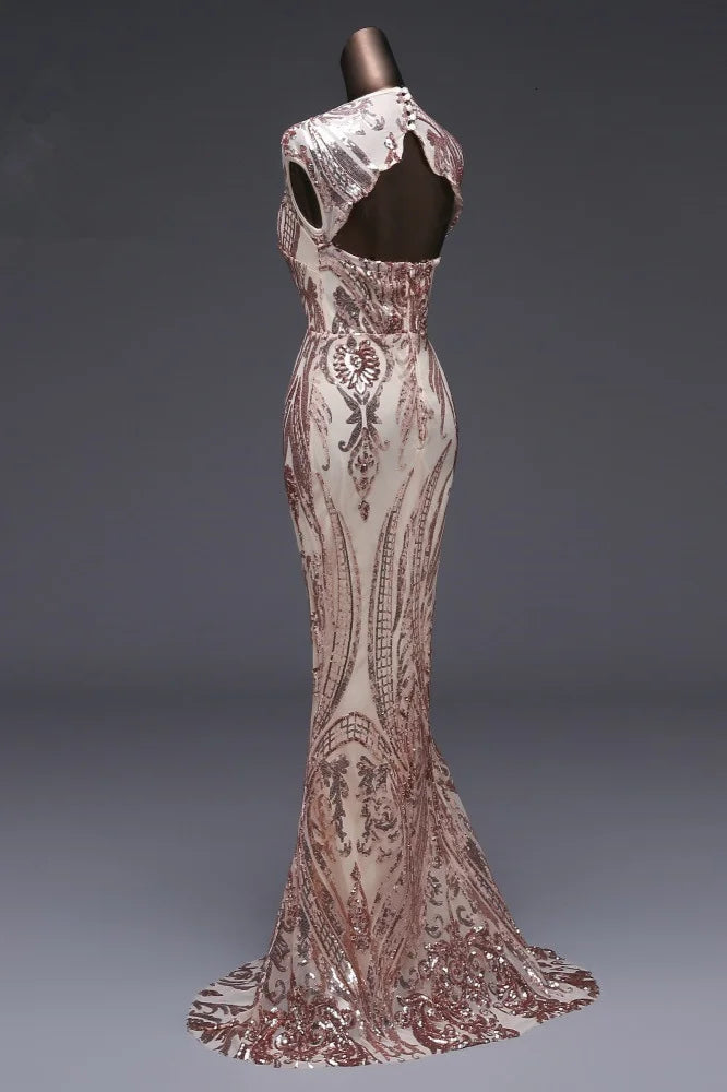 Designer Long Sequins Mermaid Prom Dress Zipper Back Evening Gowns-BallBride