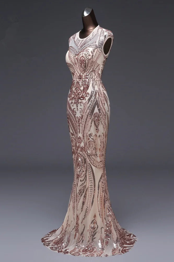 Designer Long Sequins Mermaid Prom Dress Zipper Back Evening Gowns-BallBride