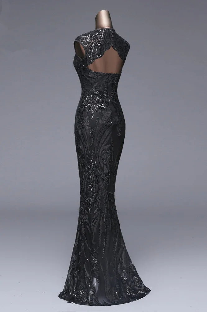 Designer Long Sequins Mermaid Prom Dress Zipper Back Evening Gowns-BallBride
