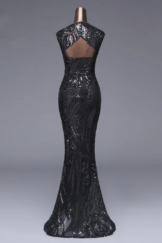 Designer Long Sequins Mermaid Prom Dress Zipper Back Evening Gowns-BallBride