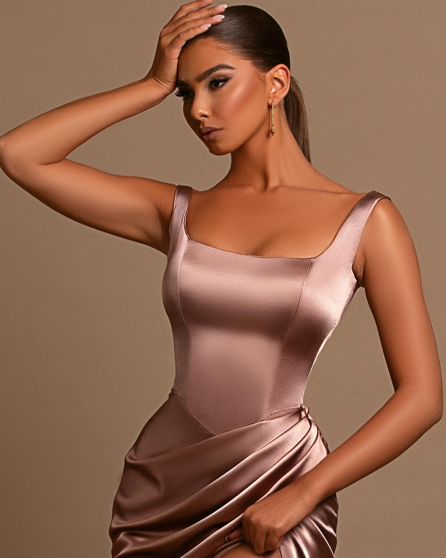 Dusty Rose Mermaid Prom Dress: Spaghetti-Straps Square Neck Online-BallBride