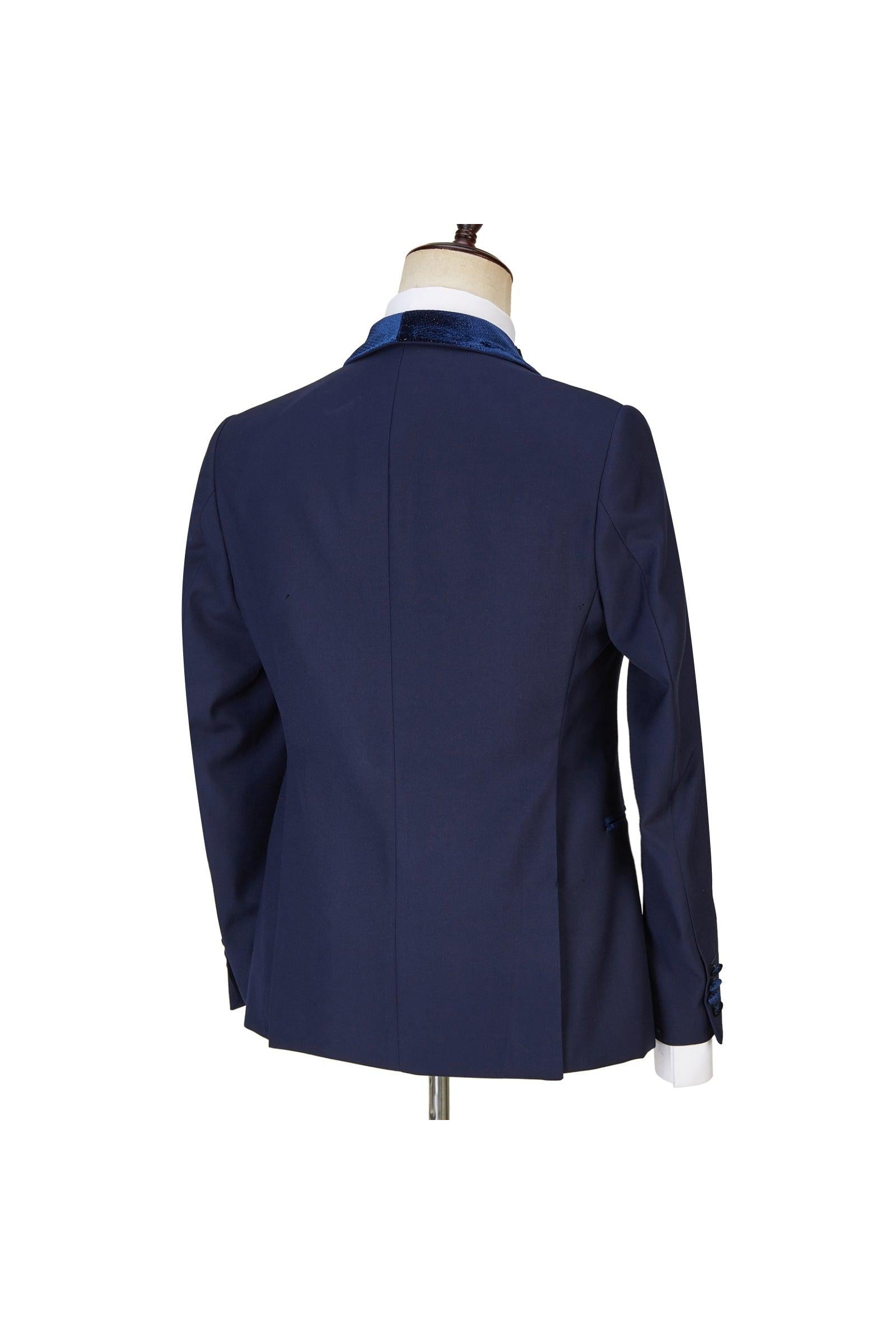 Dylan's Latest Design Navy Blue Best Fitted Three Piece Sparkle Men Suits-BallBride