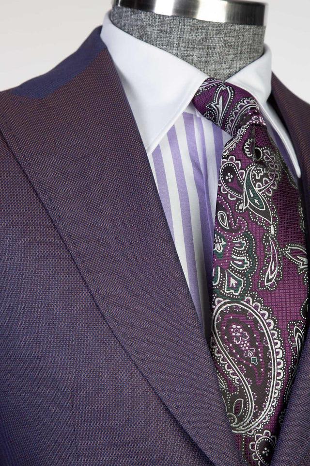 Eamonn Modern Dark Purple 3-Piece Peaked Lapel Men Suits for Business-BallBride