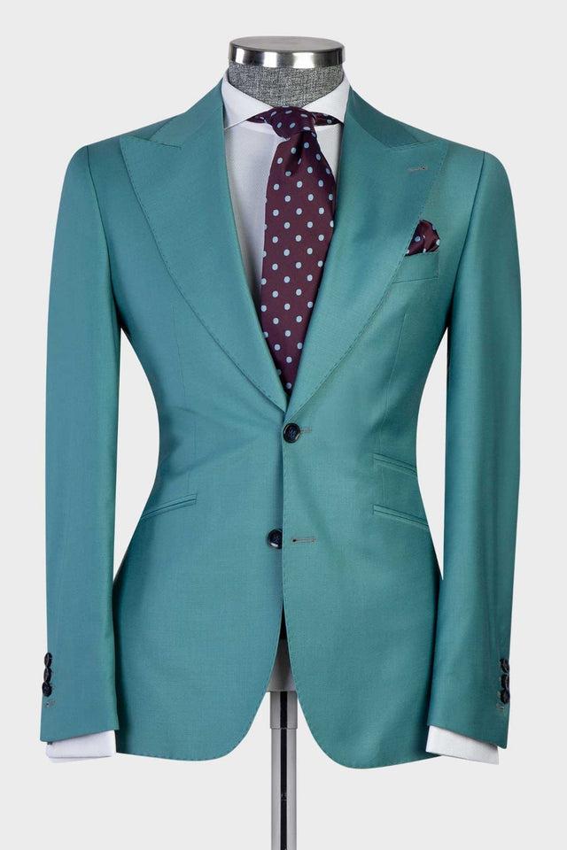 Ebenezer Green Fashion Two-Button 3-Piece Men Suit-BallBride