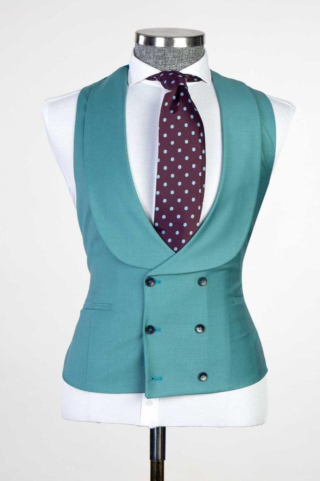 Ebenezer Green Fashion Two-Button 3-Piece Men Suit-BallBride