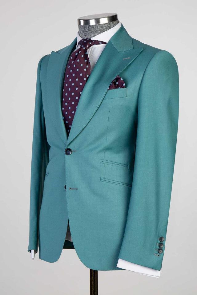 Ebenezer Green Fashion Two-Button 3-Piece Men Suit-BallBride
