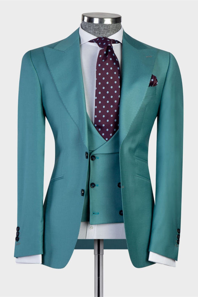 Ebenezer Green Fashion Two-Button 3-Piece Men Suit-BallBride
