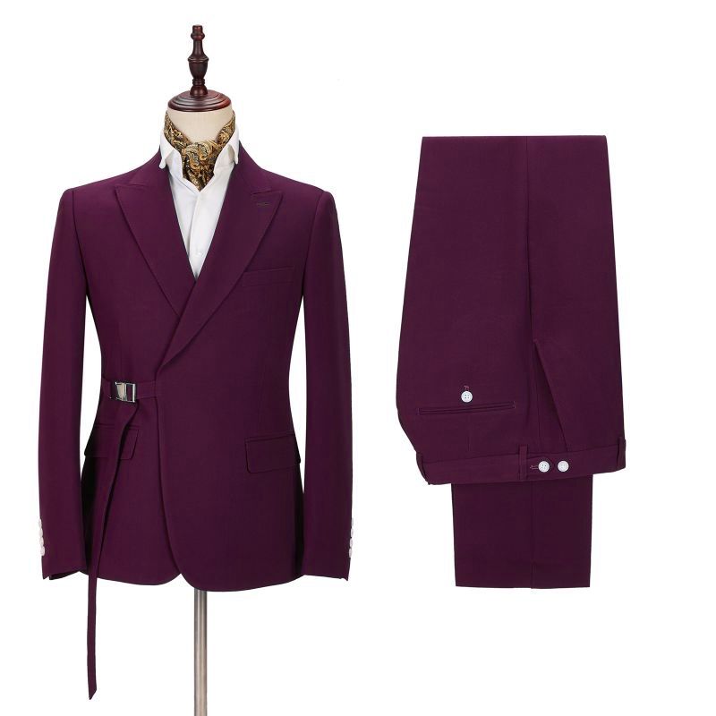 Elegant 2-Piece Best-Fitted Wedding Suit For Groom with Peaked Lapel-BallBride