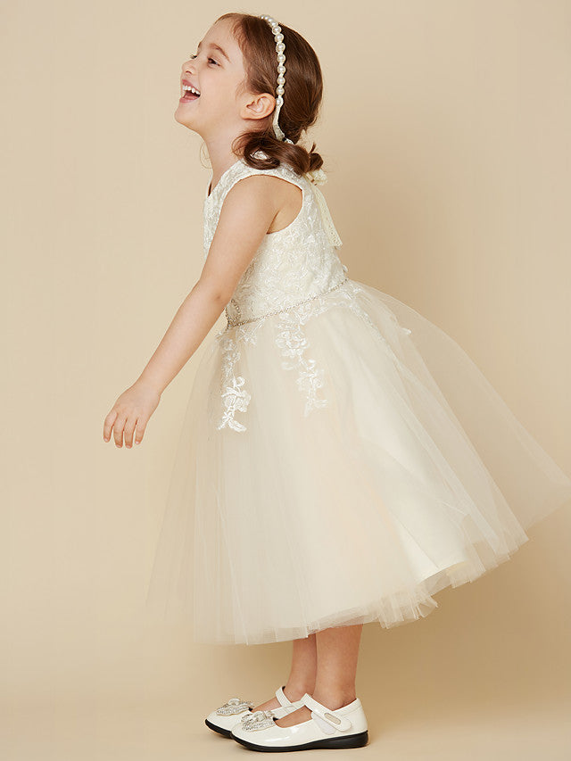 Elegant A-Line Knee Length Dress with Beading and Appliques-BallBride