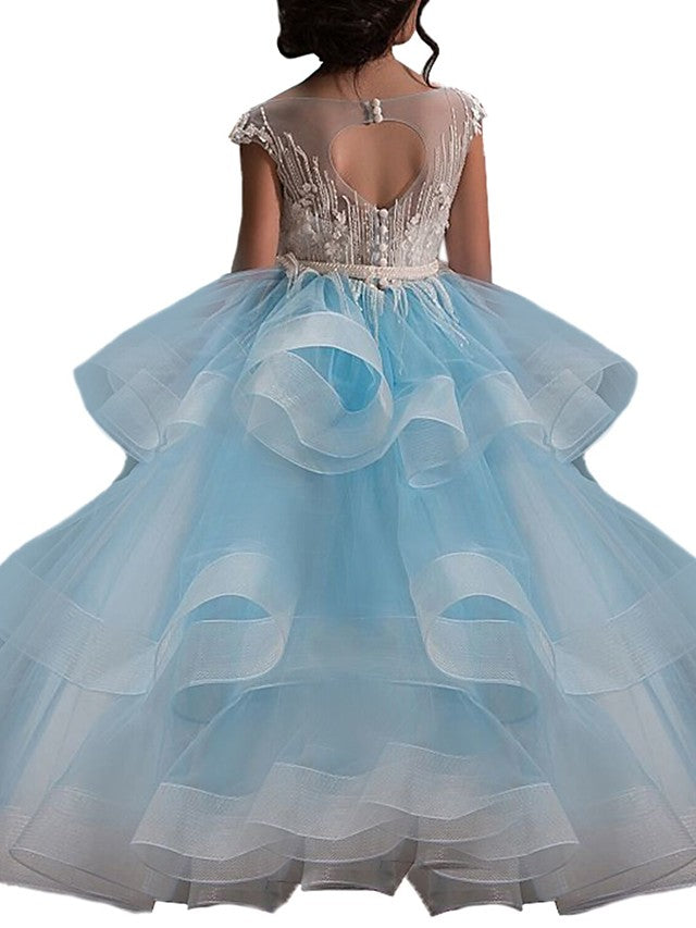 Elegant Ball Gown Lace Flower Girl Dresses with Beading Ruffles Buttons-BallBride